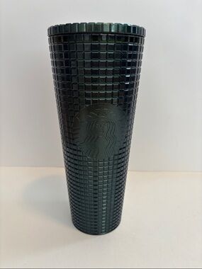 FINAL! Starbucks 24oz Venti Dark Metallic Green Grid Tumbler